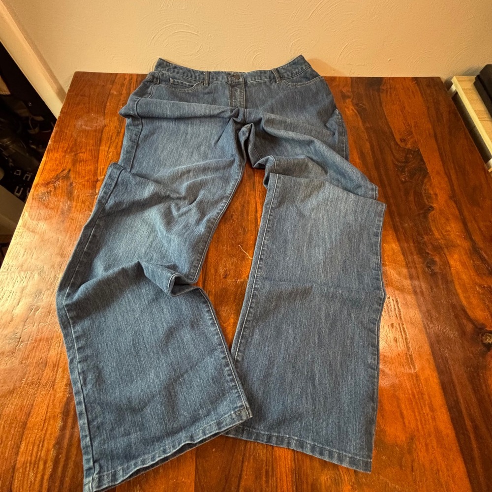 Laura Scott Vintage Blue Wide Leg‎ Slenderizing Fit Denim Jeans Womens 12